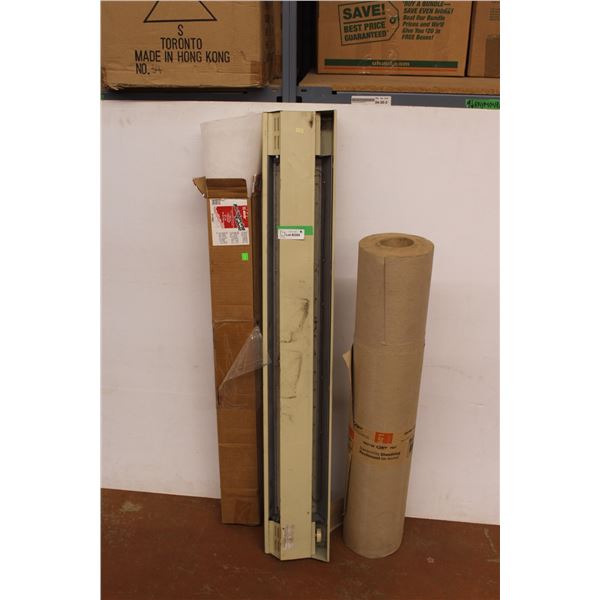 *Baseboard Heater, Roll of Standard Dry Sheathing, Box of Reinforcing Fabric, as is