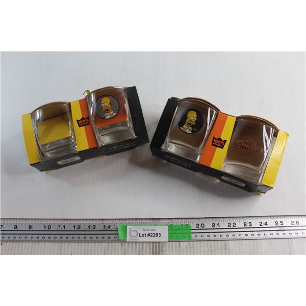 (2) The Simpsons Set of 2 Whisky Glasses
