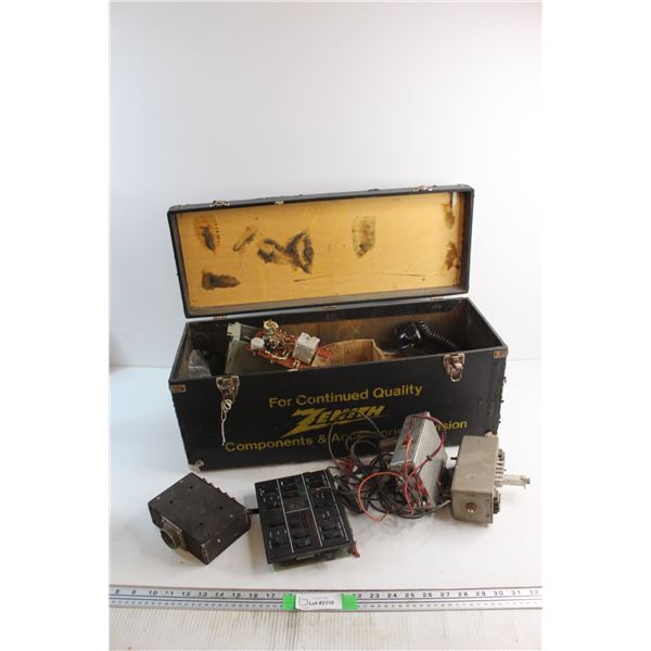 Assorted Electronic Components and Zenith Case