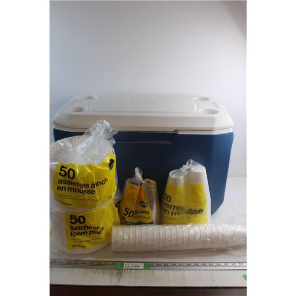 *Coleman Cooler and Foam Plates and Cups