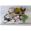 Image 1 : Lot of Office Supplies (paper tape - pens - clips - Hole Punches - Elastics - Misc. Items)