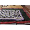 Image 1 : Red Plaid Blanket (47" x 60") - Green Throw Blanket (39" x 49") - Knitted Blanket (40" x 60")