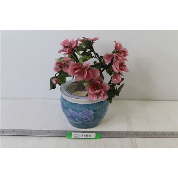 Glass Art Flowers in Ceramic Vase