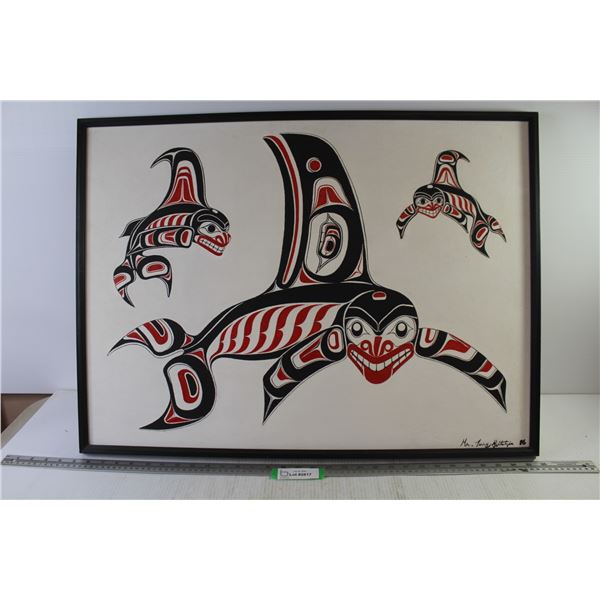*Signed Indigenous Themed Oil Painting on Canvas on Board Backing (30 1/2" x 23 1/2")