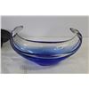 Image 4 : Blue Glass Art Dish - Ceramic Flower Frog - Glass Bowl & Plate