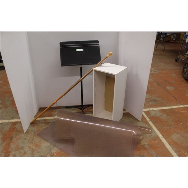 *Cabinet (12" x 12" x 24 1/4"h) - Manhasset Sheet Music Stand - Floor Chair Mat - Wooden Rod