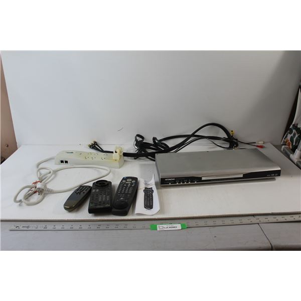 Hitachi DVD Player, (3) Remotes, Extension Cord - All Untested