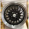 Image 1 : Set of 2 BBS wheels - sz 6x15" (model 6015 P2) black color w/ silver trim (Made in Germany)