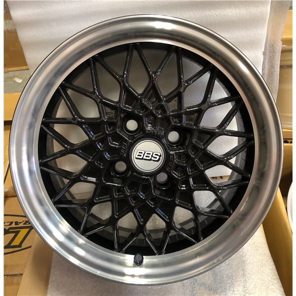 Set of 4 BBS type RA 317 wheels - sz 6x15 (model 6015 P2) black color w/ silver trim (Made in German