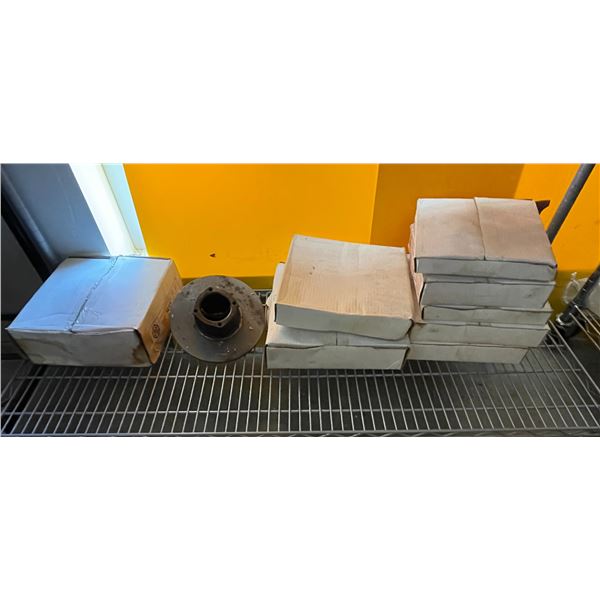 Shelf lot of assorted brake rotors