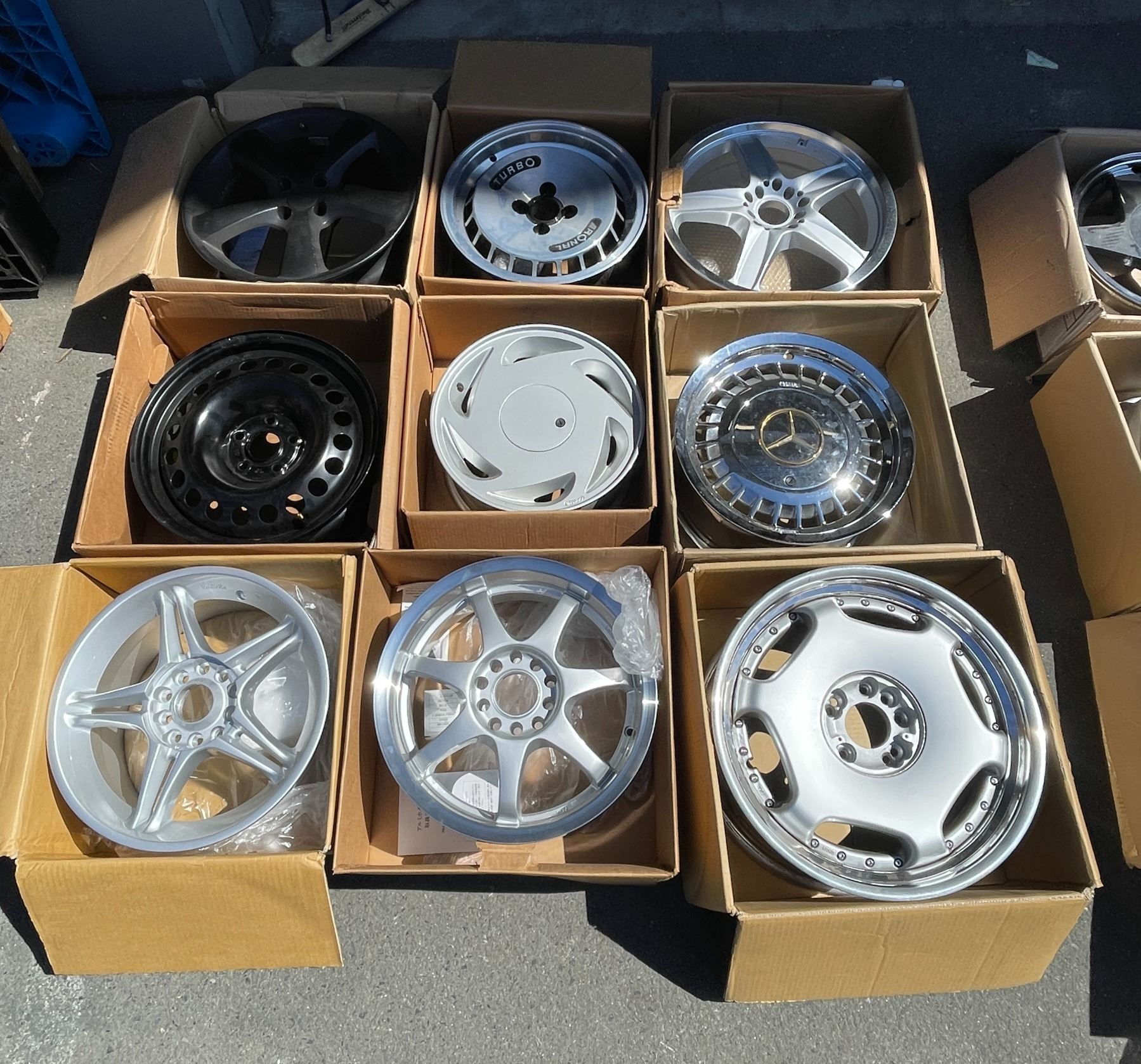 Information Rims Group Group of 9 assorted single wheels rim - includes M.Benz / Turbo etc