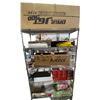 Image 1 : Entire shelving rack full of assorted misc - includes wheel caps / high flow air filter / windscreen