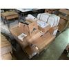 Image 1 : Pallet of Misc Including - Moustache Office Chair, Folding Adjustable Tables, Desk Footrest, Coffee 