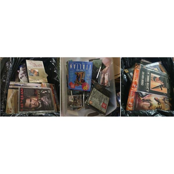 Table Top & Bottom of Misc Including - CDs, DVDs, & Cases of Water Bottles  PICK-UP LOCATION: 2635 L