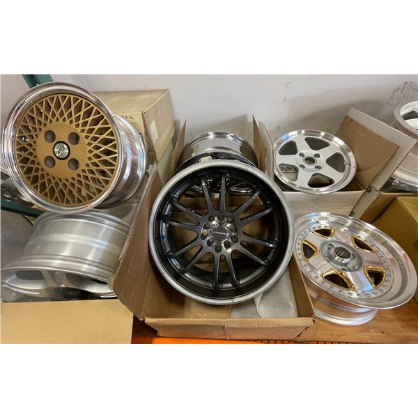 Group of 8 assorted single wheels rim - includes racing wheels / Raze / American racing wheels etc