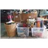 Image 1 : Group of Misc Including - Ceramic Tower Heater, Extension Cords, Stanley Tool Box, Misc Tools, Nails