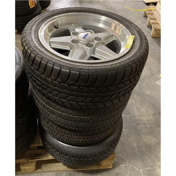 4 Pc - x1 16" Ronal R9 Wheel (5x112) w/ Pirelli P-700-z 225/45ZR16 - x1 14" Acura Swirl (4x110) w/ M