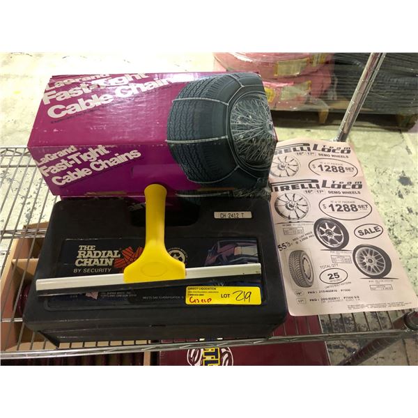 Group of assorted items - The Radial Chain tire chain/ LaGrand Fast-Tight cable chains x 2 boxes & v