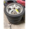 Image 1 : Set of 3 DTM Racing Wheel 18 1/2" rims w/ Yokohama 215/40 R17 tires (one missing cap)