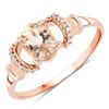 Image 1 : 14KT Rose Gold 0.75ctw Morganite and White Diamond Ring