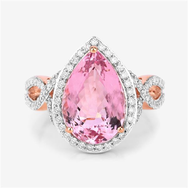 14KT Rose Gold 4.77ct Morganite and Diamond Ring