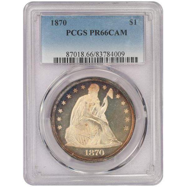 1870 Seated Liberty Dollar with Motto PCGS PR66CAM