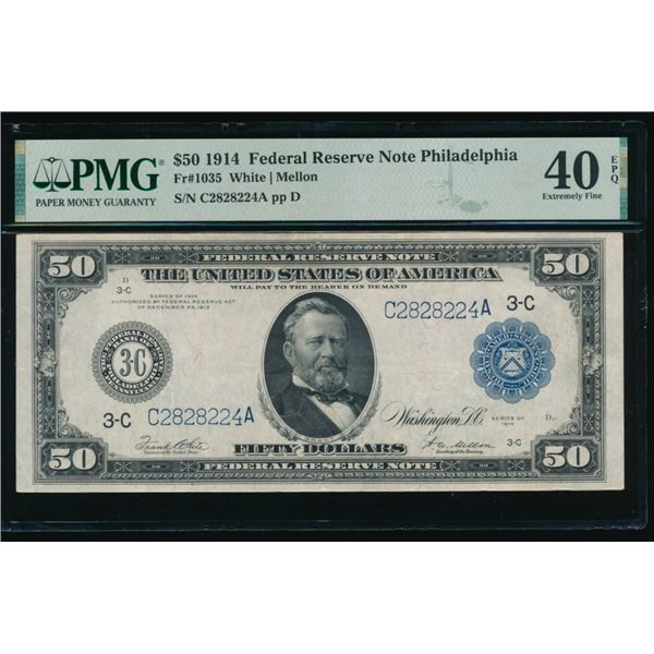 1914 $50 Philadelphia FRN PMG 40EPQ