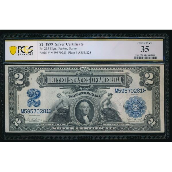 1899 $2 Mini Porthole Silver Certificate PCGS 35