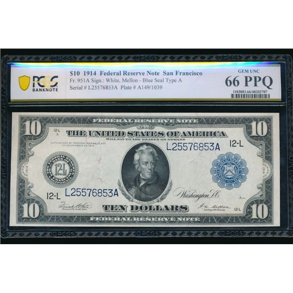 1914 $10 San Francisco FRN PCGS 66PPQ