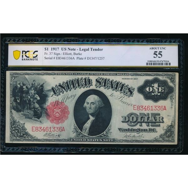 1917 $1 Legal Tender Note PCGS 55