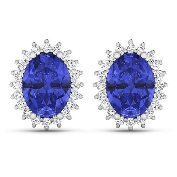 14KT White Gold 2.18ctw Tanzanite and Diamond Earrings