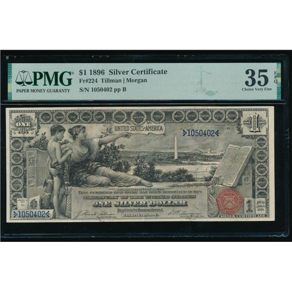 1896 $1 Educational Silver Certificate PMG 35EPQ