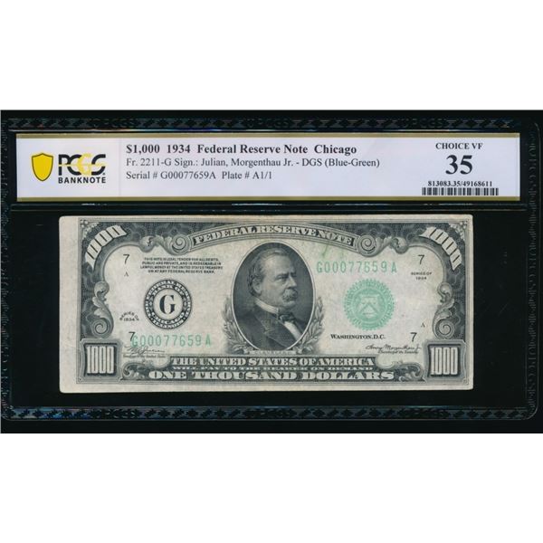1934 $1000 Chicago FRN PCGS 35