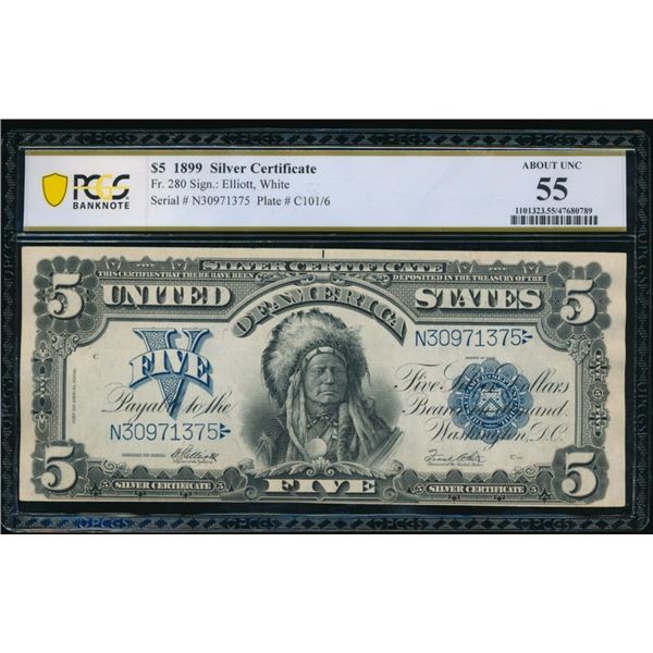 1899 $5 Chief Silver Certificate PCGS 55