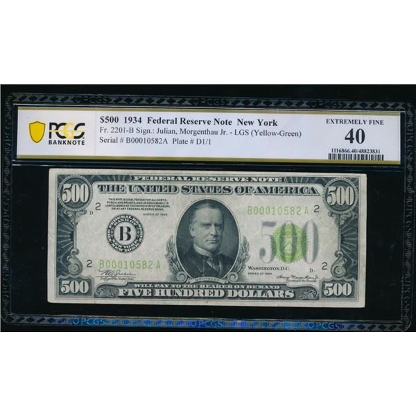 1934 $500 New York FRN PCGS 40