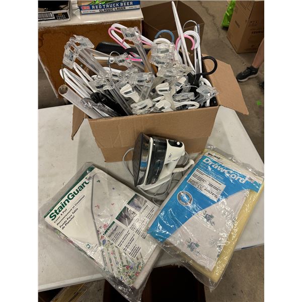 Hangers, iron earning board cover and