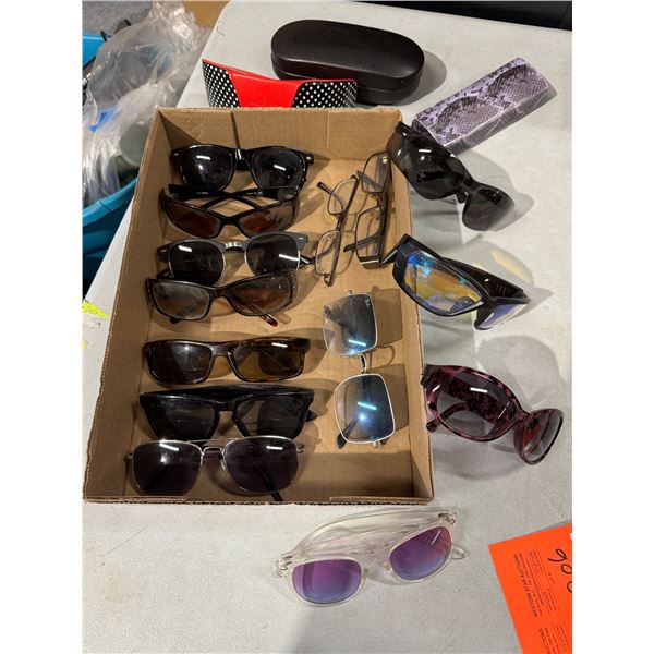 Assorted sunglasses and cases