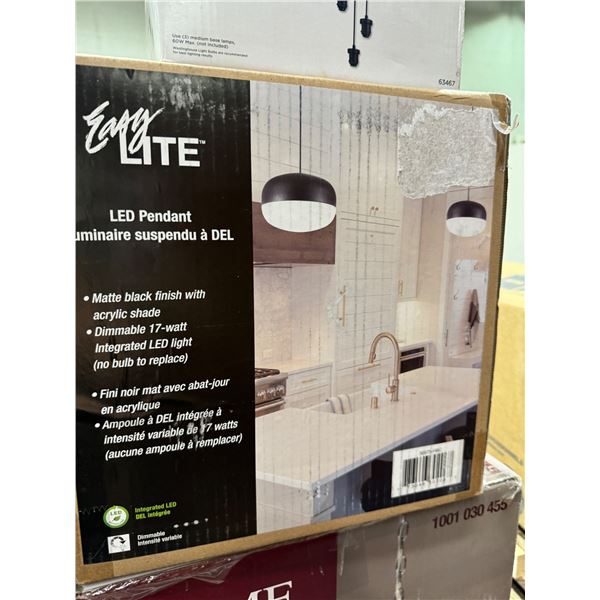 New LED pendant light matte black finish with acrylic shade