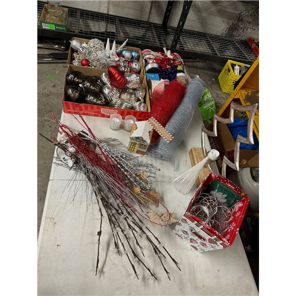 Christmas decor and ribbons, etc.