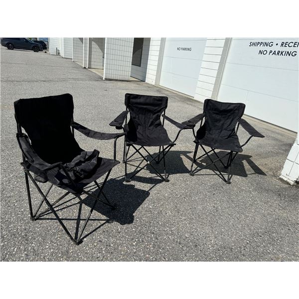 3 folding camp chairs