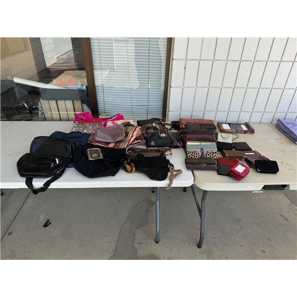 Assorted wallets and handbags