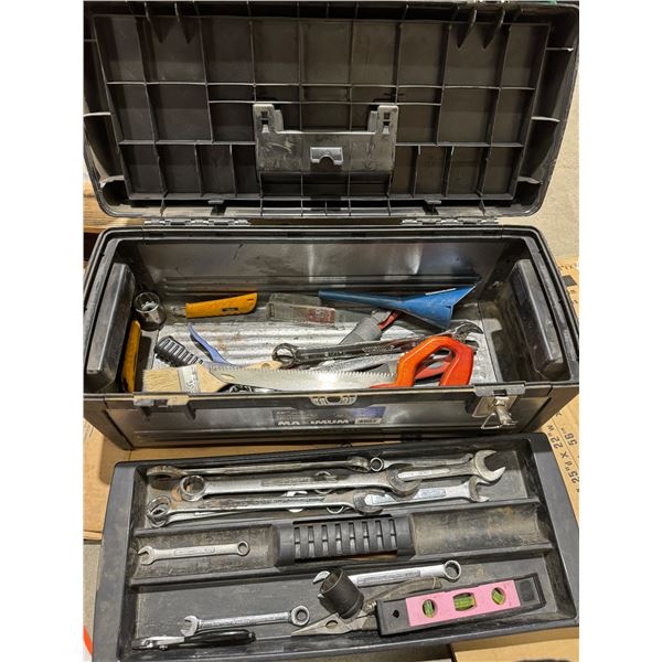 Toolbox and contents, one clasp broken