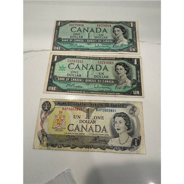 1954, 1967, 1973 Canada  $1 bills