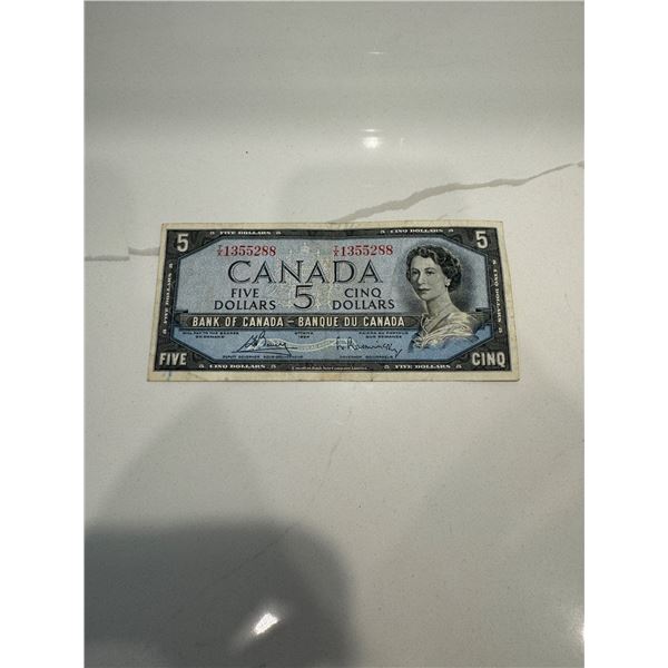 1954 Canada $ 5 Bill