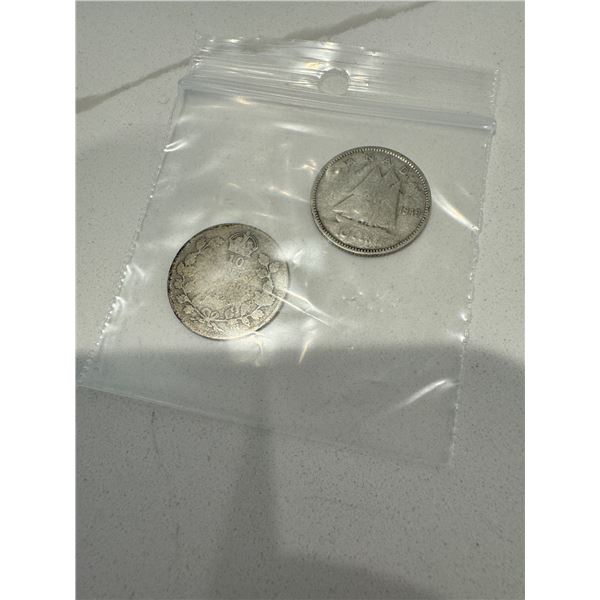 1928, 1949, Canada silver .10cents