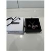 Image 1 : New smart life, platinum, plated, red, ruby, teardrop, two-piece set necklace, stud earrings