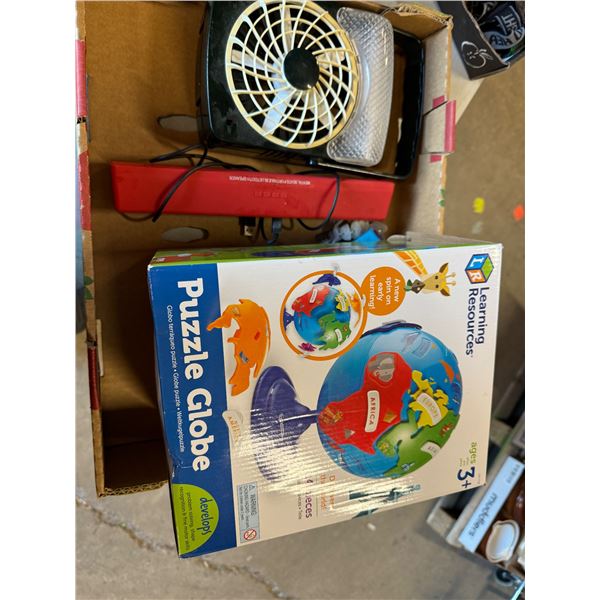 Puzzle globe, fan and speaker