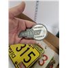Image 2 : Box with Old License Plates & Don Wheaton Metal Decal