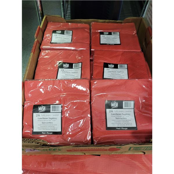 Large Flat of 12 New Red Luncheon Paper Napkins