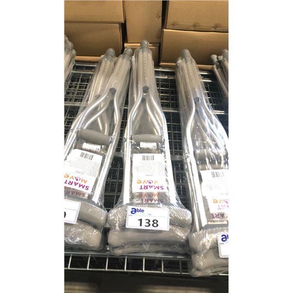 2 SMARTMOVE CR-3745A LIGHTWEIGHT WALKING UNDERARM CRUTCHES, SMALL